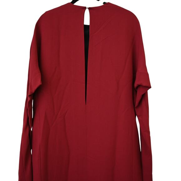 Haider Ackerman Sheath Dress Size 38 US 6 Burgundy Red Long Sleeve Back Keyhole - Picture 5 of 11
